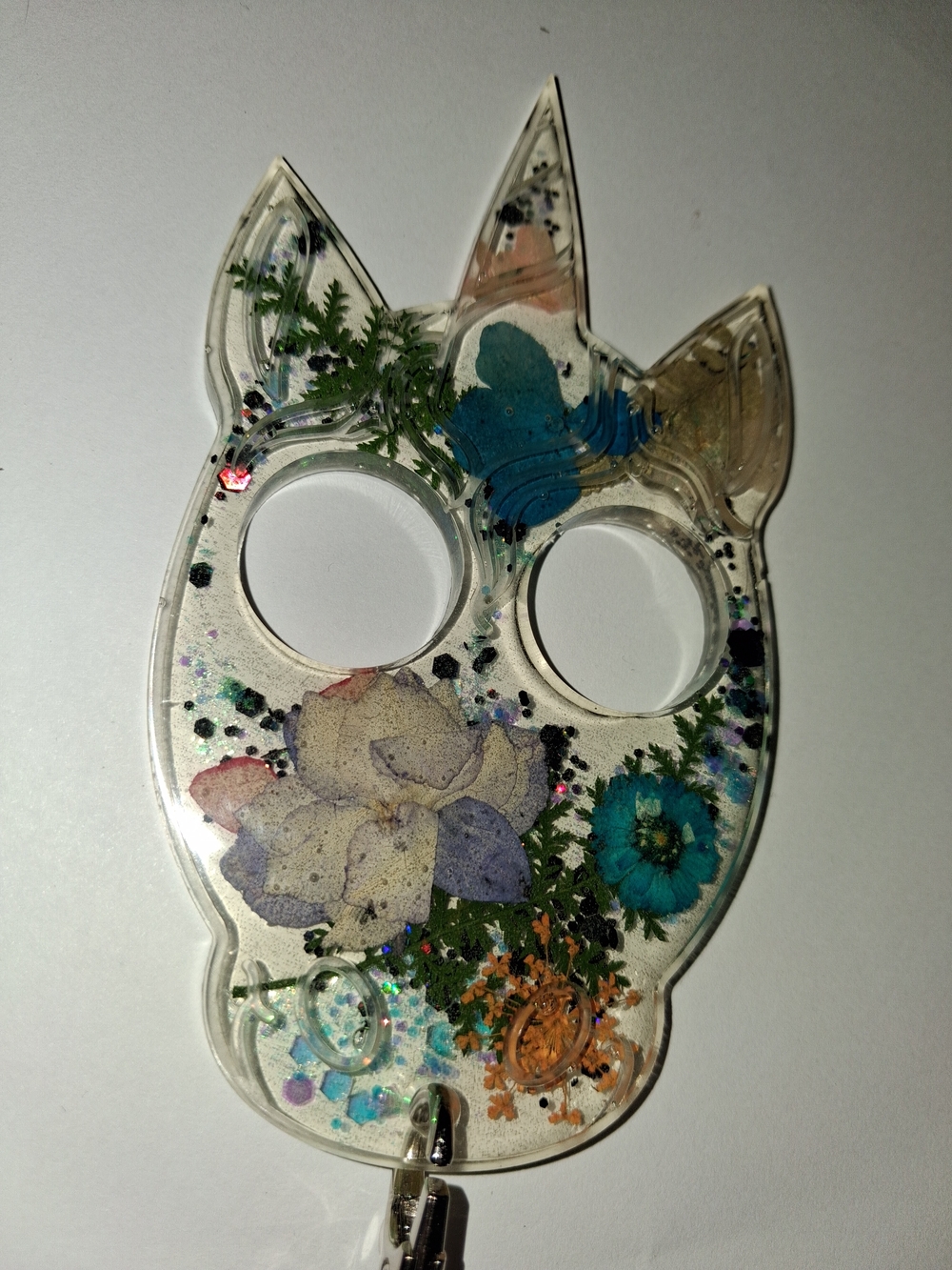 Handcrafted Unicorn Safety Keychain - Natural Pressed Flowers